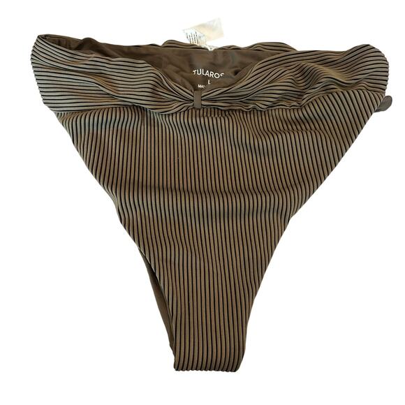 Tularosa Brown High Waist Bikini Bottom LARGE Ribbed Cheeky Lexi Revolve $88 - Picture 4 of 7